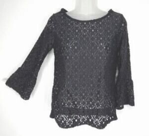 Women’s Iris Singer Black Place Style Crotchet Black Long sleeve Sz 10 (ao24)